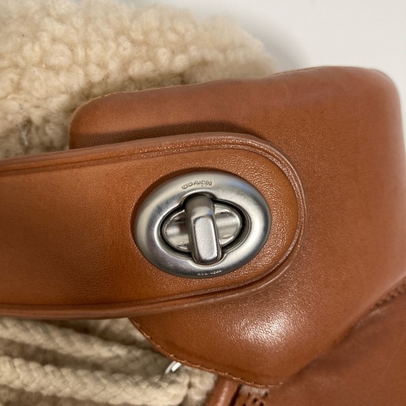 COACH Monroe Shearling Lace-Up Wedge Booties - Picture 8 of 12